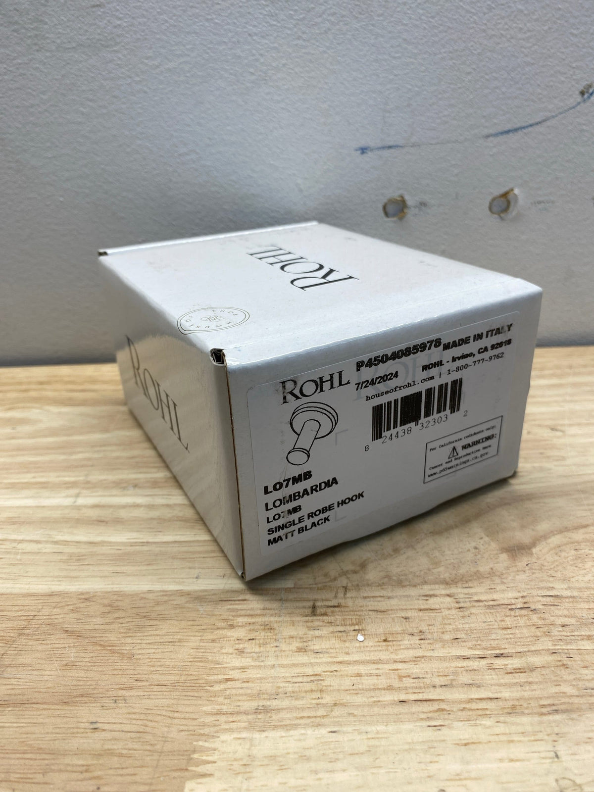 Rohl LO7MB Lombardia Single Robe Hook - Matte Black