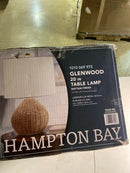 Hampton bay THD1000A Glenwood 20 in. Round Brown/Brass Gold Rattan Table Lamp
