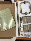 Glass warehouse GW-90-GH-HP-SB 78 in. 90° Glass Hinged Hardware Pack in Satin Brass with Handle