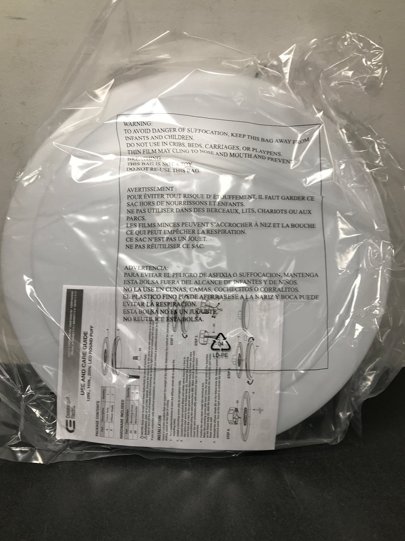 Commercial electric 564501111 16 in. Low Profile LED Flush Mount Round Closet Light Fixture 1700 Lumens 3000K 4000K 5000K Dimmable Hallway Stairwell