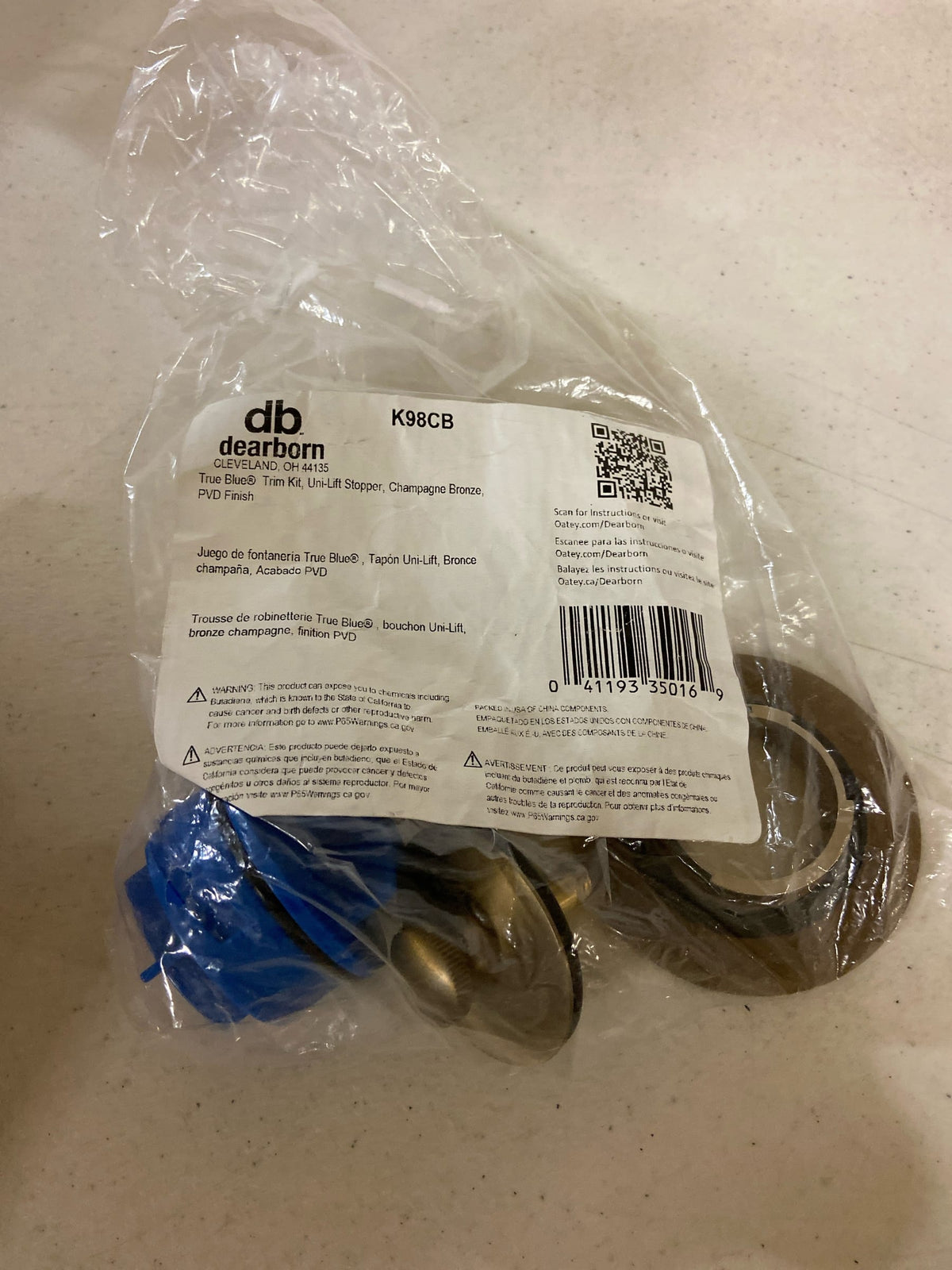 Dearborn K98 True Blue 1-1/2" Tub Drain Kit - - Bronze