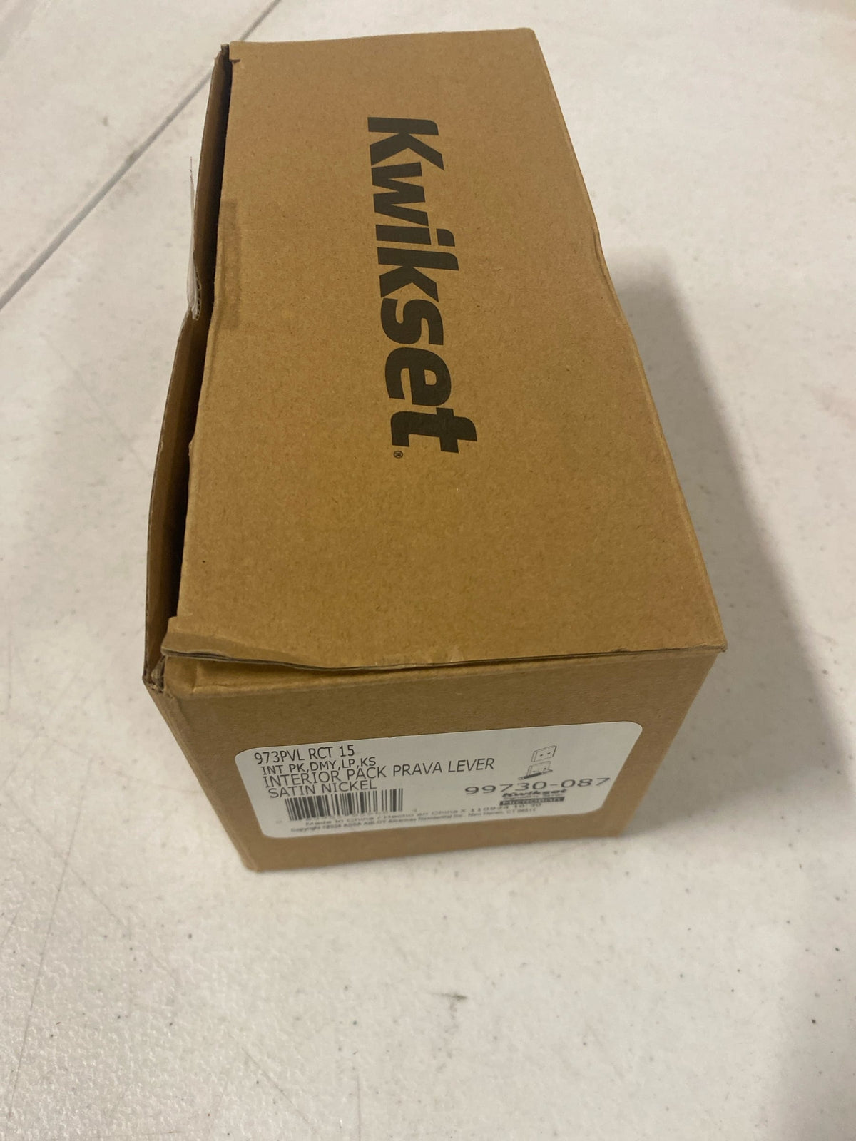 Kwikset 973PVLRCT-15 Prava Lever Dummy Interior Pack with Knurled Handle and Rectangle Rose for Handlesets - Satin Nickel
