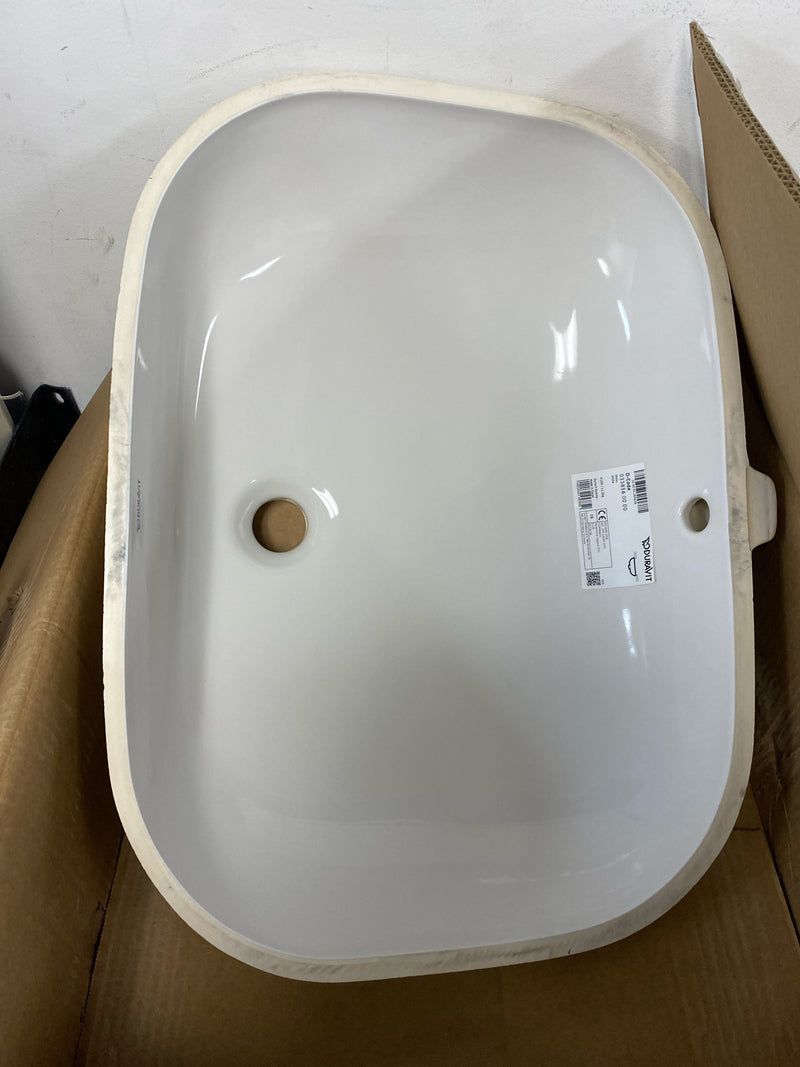Duravit 0338560000 D-Code 22" Rectangular Ceramic Undermount Bathroom Sink with Overflow - White
