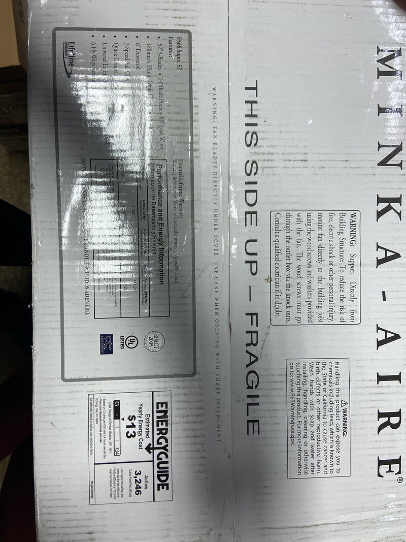 MinkaAire F568-BS/DW Supra 52" Uni-Pack 5 Blade Indoor Ceiling Fan - Brushed Steel