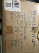 Millennium Lighting LEDRWHS14-SB-RS1-SB LED RLM Outdoor 14" Warehouse Pendant with 12" Stem Ceiling Mount - Satin Black