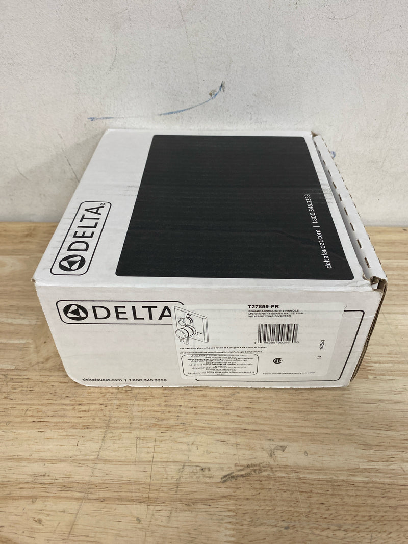 Delta T27899-PR Pivotal 2-Handle Wall-Mount 3-Setting Integrated Diverter Trim Kit in Lumicoat Chrome (Valve Not Included)