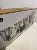 Home decorators collection 1030HDCMBDI Mackenzie Place 30 in. 4-Light Matte Black Modern Bathroom Vanity Light with Clear Glass Shades