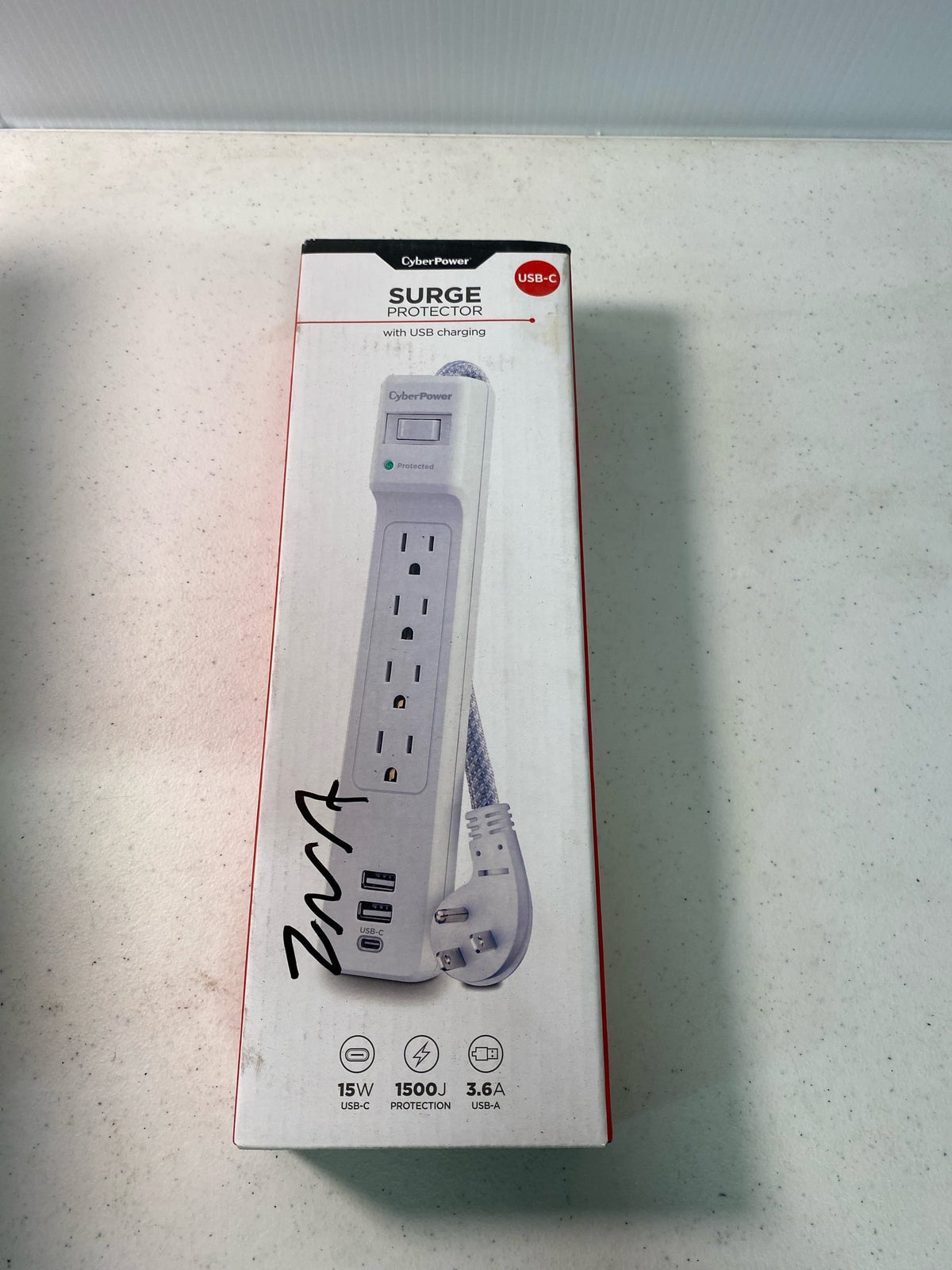 Cyberpower P405UC 5 ft. 2 USB-A, 1 USB-C 1500J 4-Outlet Surge Protector