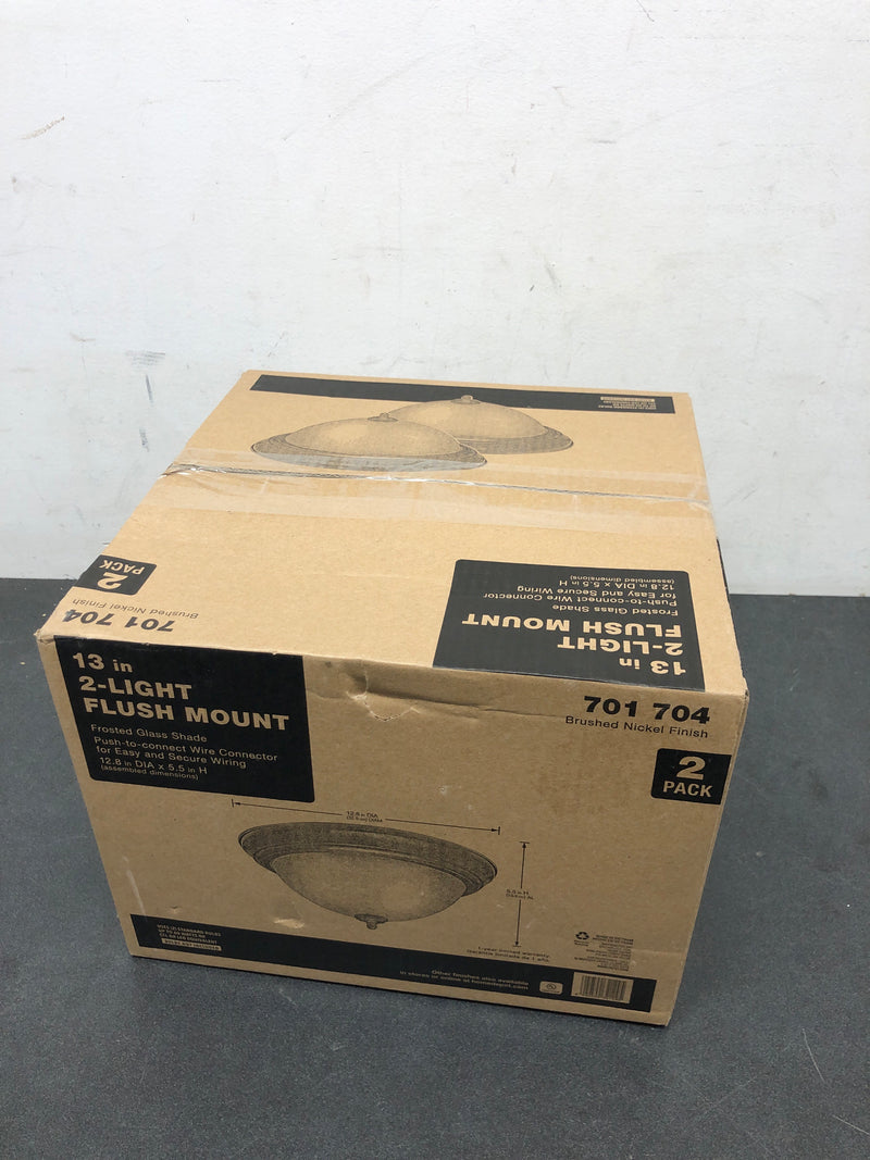 Unbranded EFG8012A-BN 13 in. 2-Light Brushed Nickel Flush Mount (2-Pack)
