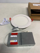 Juno WF6 ALO20 SWW5 90CRI MVOLT MW M6 Canless LED Wafer Downlight, Switchable White 2700K-5000K, Adjustable Lumens, Flat Trim, Matte White, 6-Inch