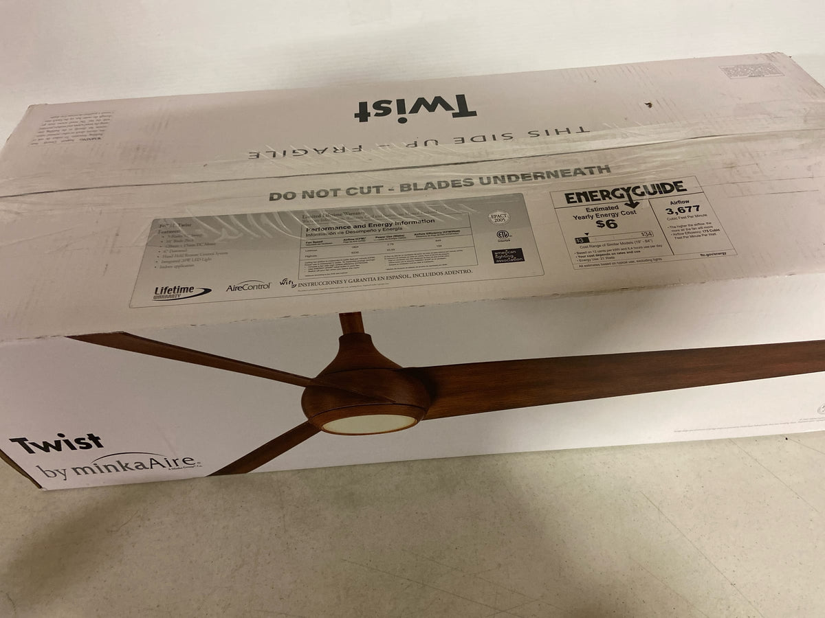 Minka-aire F678L-WHF Twist 52 in. Integrated LED Indoor Flat White Smart Ceiling Fan with Remote Control