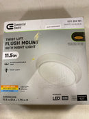 11.5 in. Twist Lift Round LED Flush Mount with Night Light and Extra Black Trim 1800 Lumens Adjustable CCT