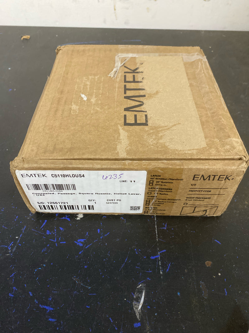 Emtek C510HLOUS4 Helios Brass Modern Passage Door Leverset with the CF Mechanism - Satin Brass
