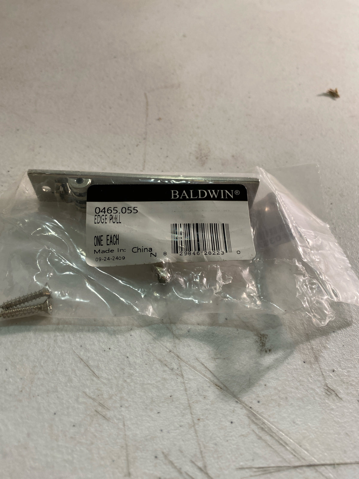 Baldwin 0465055 3/4 Inch x 3-7/8 Inch Solid Brass Edge Pull - Polished Nickel