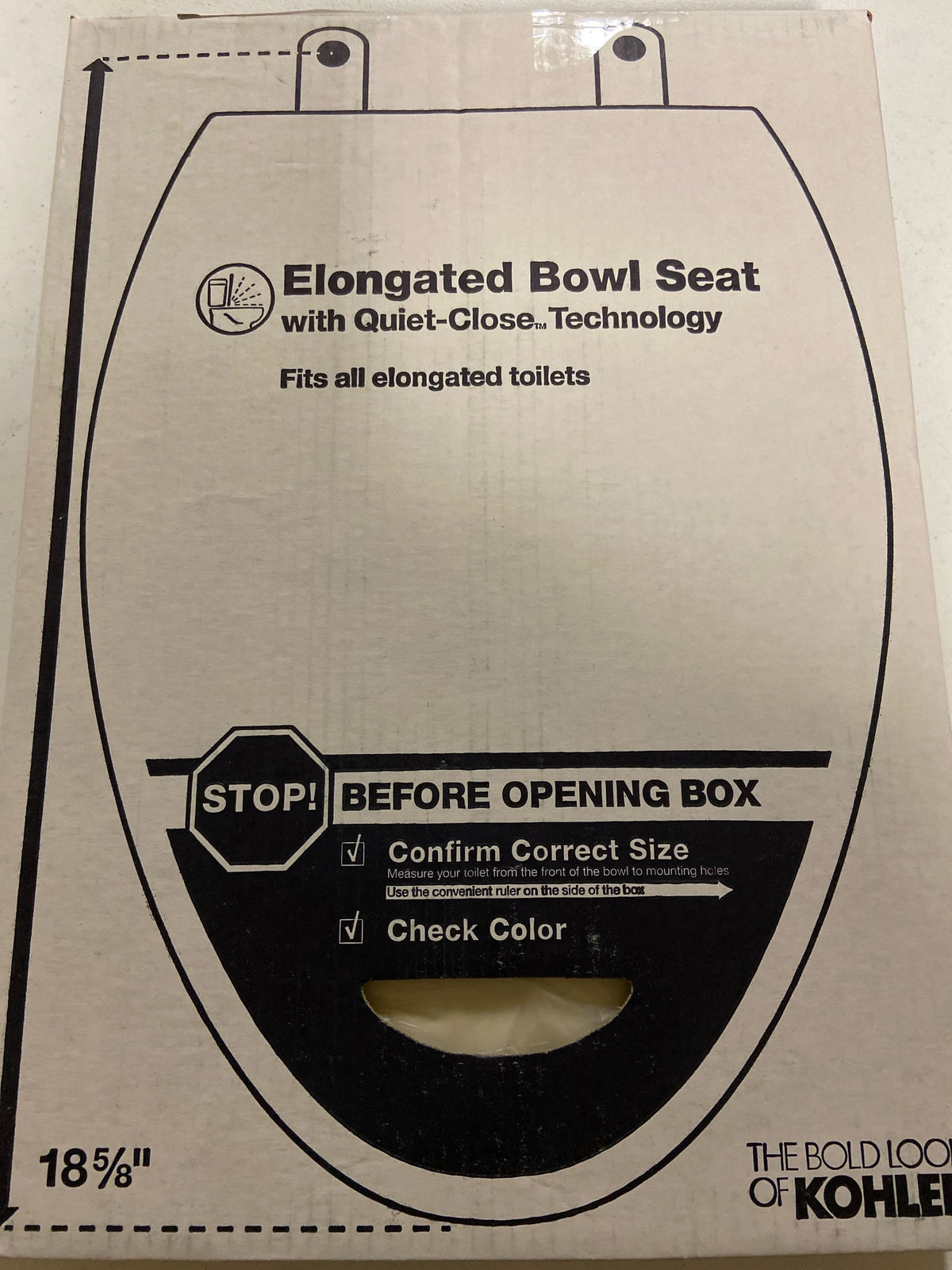 Kohler K-20454-96 Ridgewood Elongated Molded Wood Toilet Seat with Quiet-Close - Biscuit
