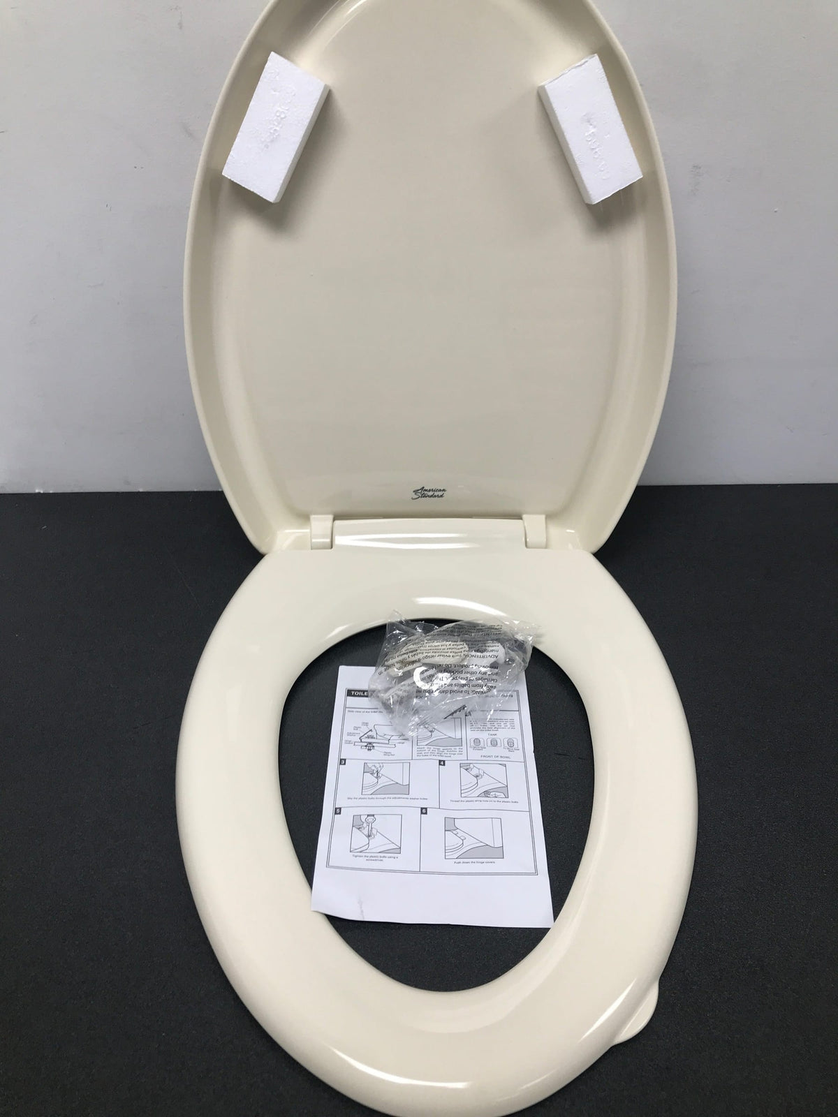 American Standard 5350110.021 Cadet 3 Elongated Slow Close Toilet Seat with Cover and EverClean Surface - Bone