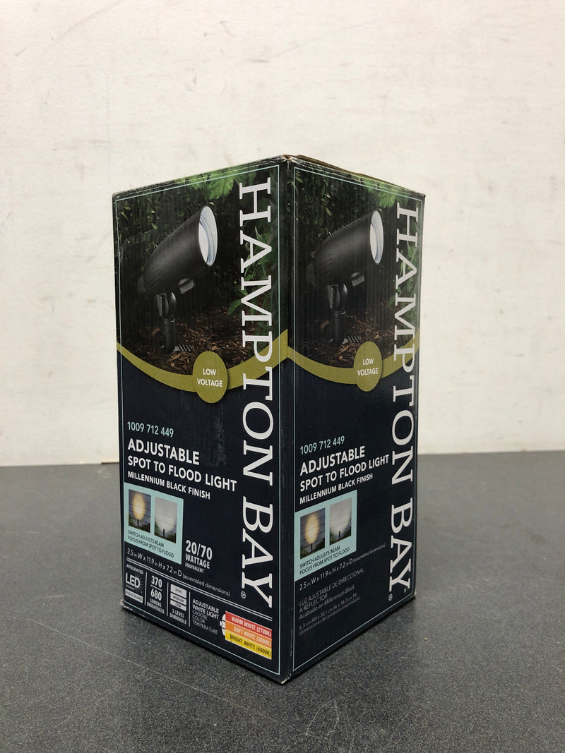 Hampton bay KIZ1501LS-02 200 Lumens Black Hardwired Low Voltage LED Color Temperature Adjustable Outdoor Spotlight or Flood Light with Clear Lens