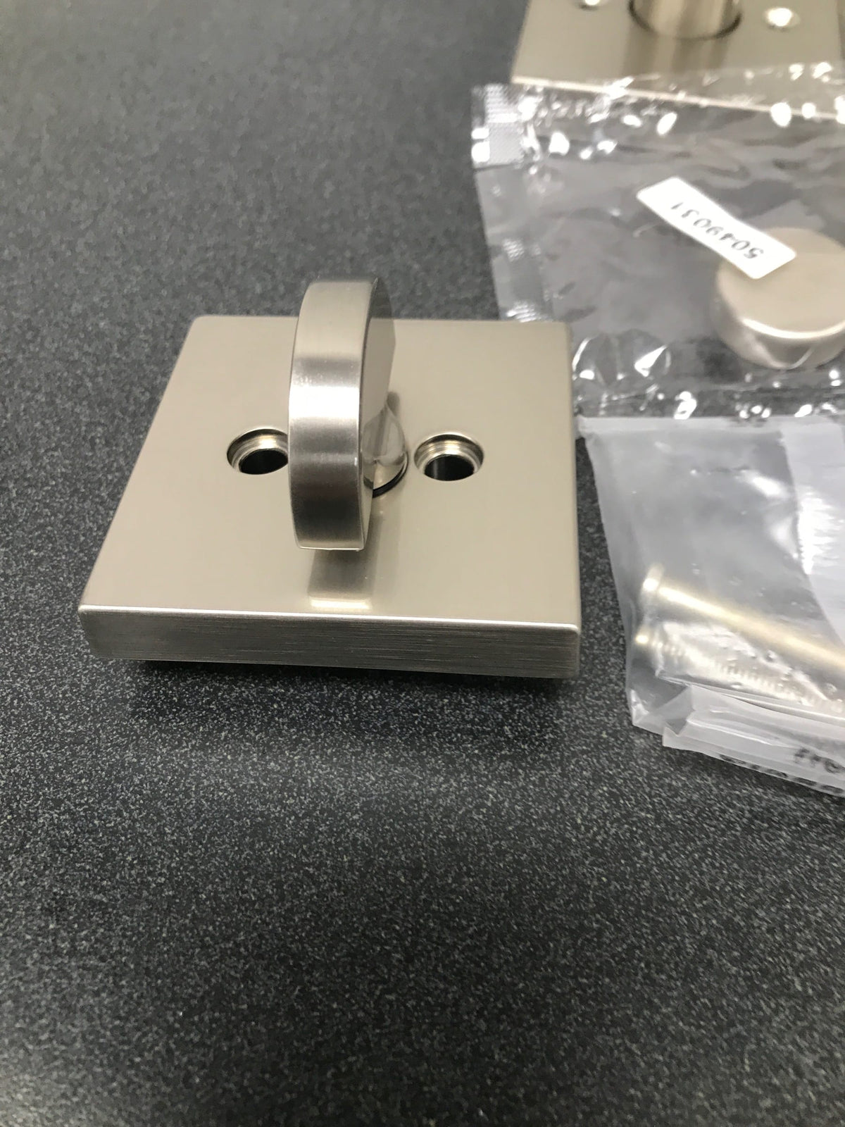 Kwikset 968HFLSQT-15V1 Halifax Lever Non-Turning Dummy Interior Pack with Square Rose for Handlesets - Satin Nickel