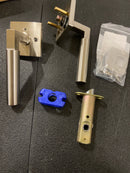 Emtek 5210HECUS15LH Hercules Left Handed Privacy Door Lever Set with Square Rose from the Brass Modern Collection - Satin Nickel