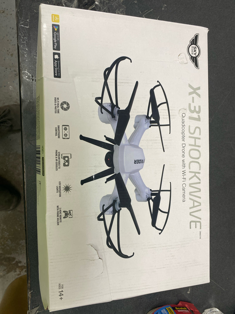 Sky rider DRW331W Pro Quadcopter Drone with Wi-Fi Camera, Remote and Phone Holder, White
