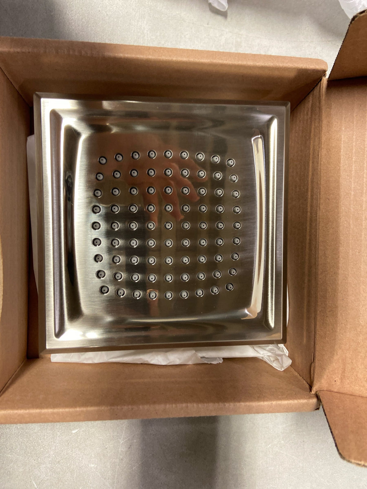 American standard 1660516.295 Town Square 1-Spray 6.3 in. Single Wall Mount Fixed Shower Head in Brushed Nickel