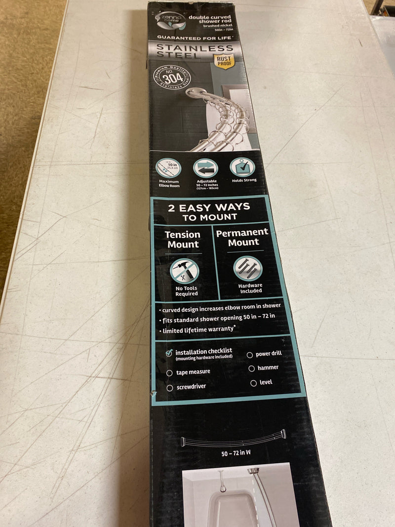 Zenna home 72D1STBNL Rustproof 72 in. High-Grade Stainless Steel Dual Mount Double Curved Shower Rod in Brushed Nickel