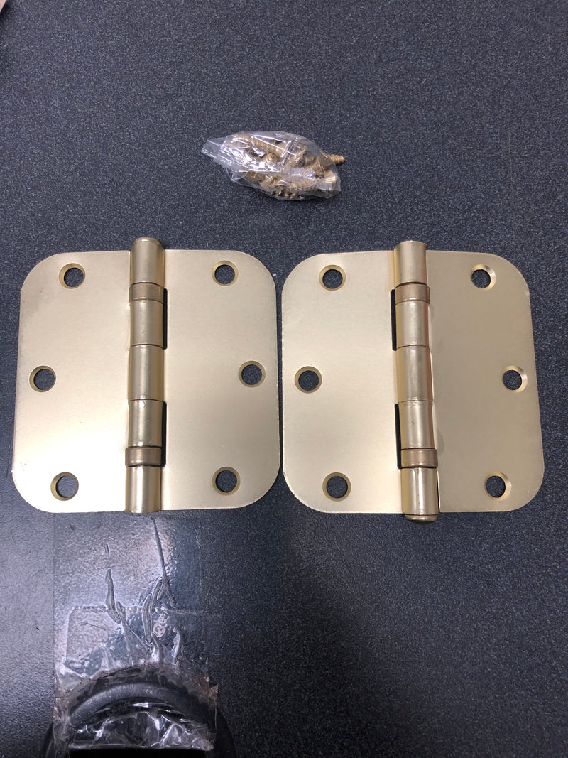 Deltana S35R5BB4 Commercial 3.5" x 3.5" Ball Bearing 5/8" Radius Corners Mortise Hinge - Pair - Brushed Brass