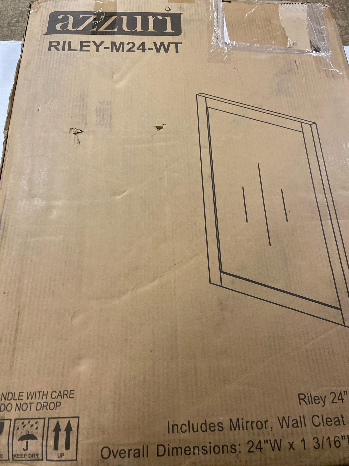 Azzuri RILEY-M24-WT Riley 24" W x 32" H Rectangular Framed Bathroom Wall Mirror - White