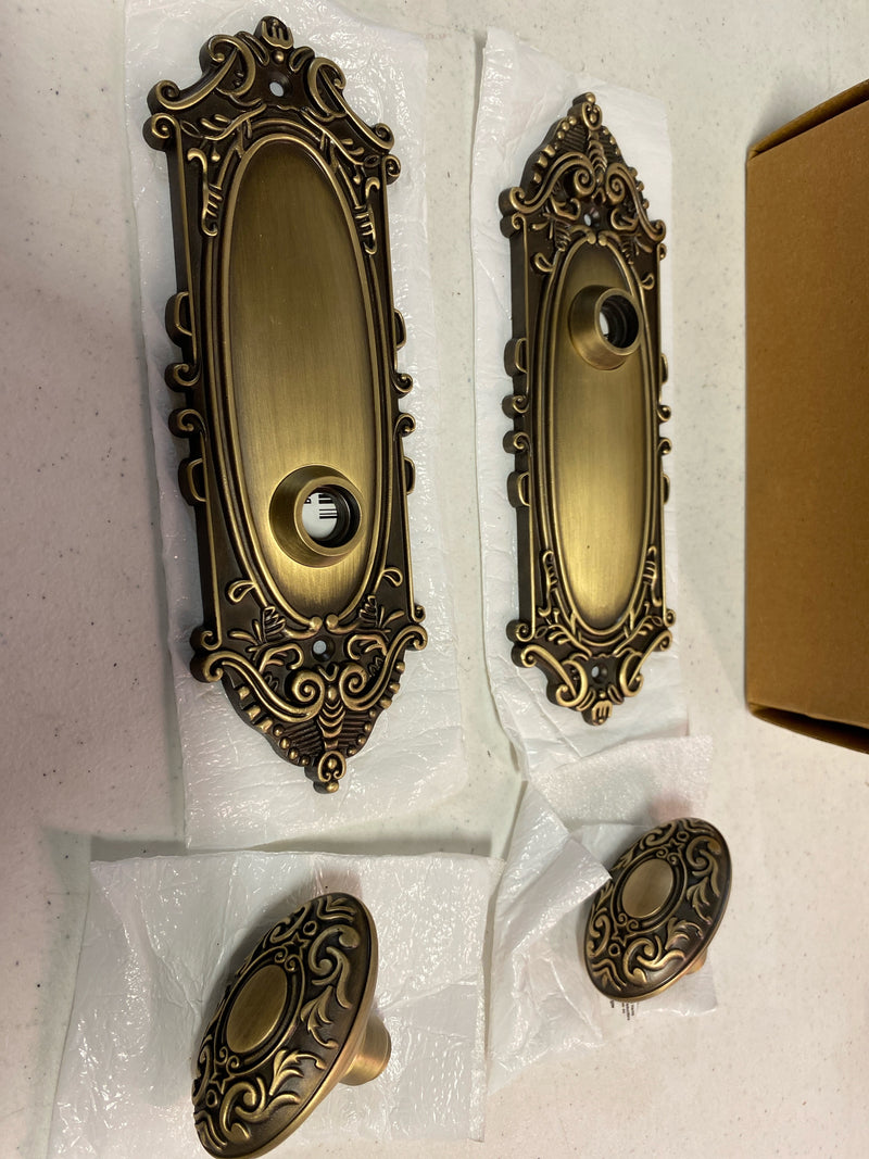 Signature Hardware 480944 Valma Solid Brass Dummy Set Door Knob Set - Antique Brass