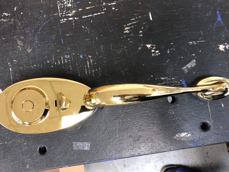 Weslock 01445-B--0020 Lexington Series Non-Locking Dummy Handleset from the Traditionale Collection - Lifetime Polished Brass