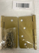 Emtek 91024US4 4" x 4" Plain Bearing 1/4" Radius Corners Mortise Hinge - Pair - Satin Brass