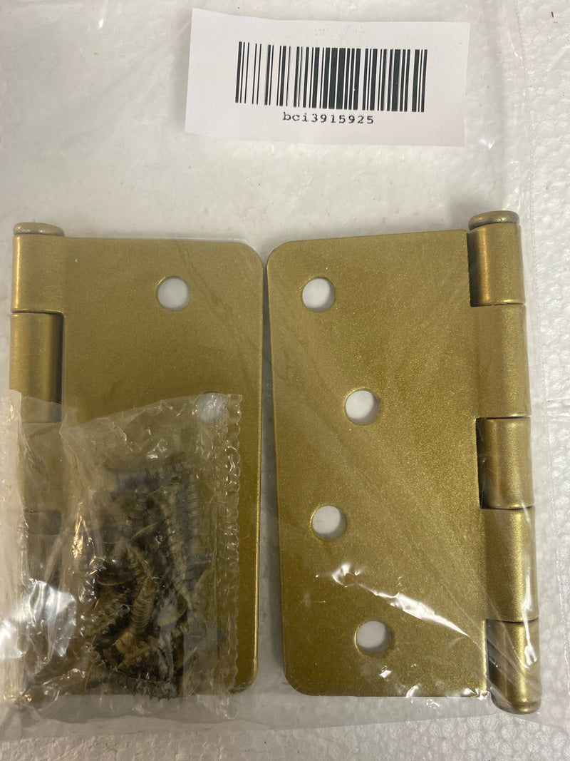Emtek 91024US4 4" x 4" Plain Bearing 1/4" Radius Corners Mortise Hinge - Pair - Satin Brass