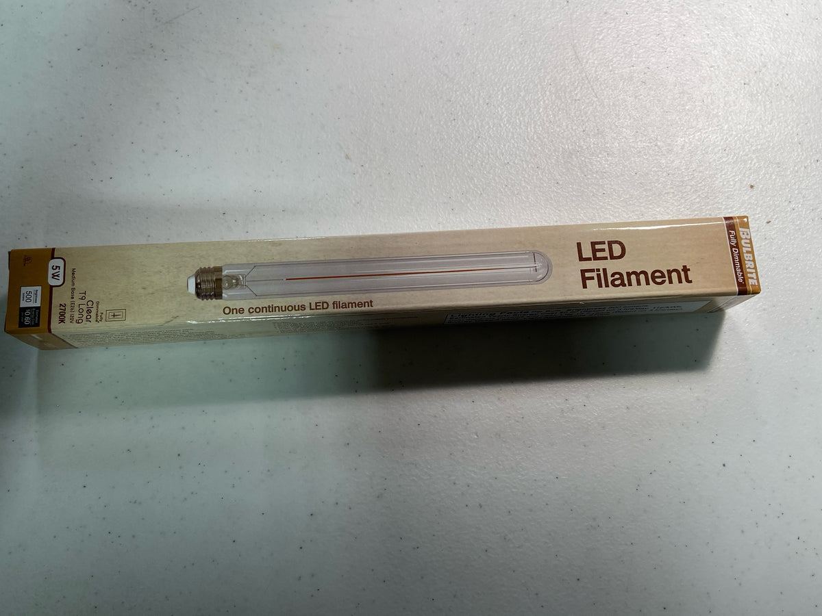 Bulbrite 776945 LED Filament T9 Light Bulb, 5W 2700K Warm White, Dimmable, E26 Base, Vintage Style for Decorative Fixtures (1 Pack)