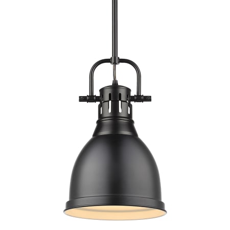 Golden Lighting 3604-S BLK-BLK Duncan Single Light 9" Wide Mini Pendant - Black / Matte Black