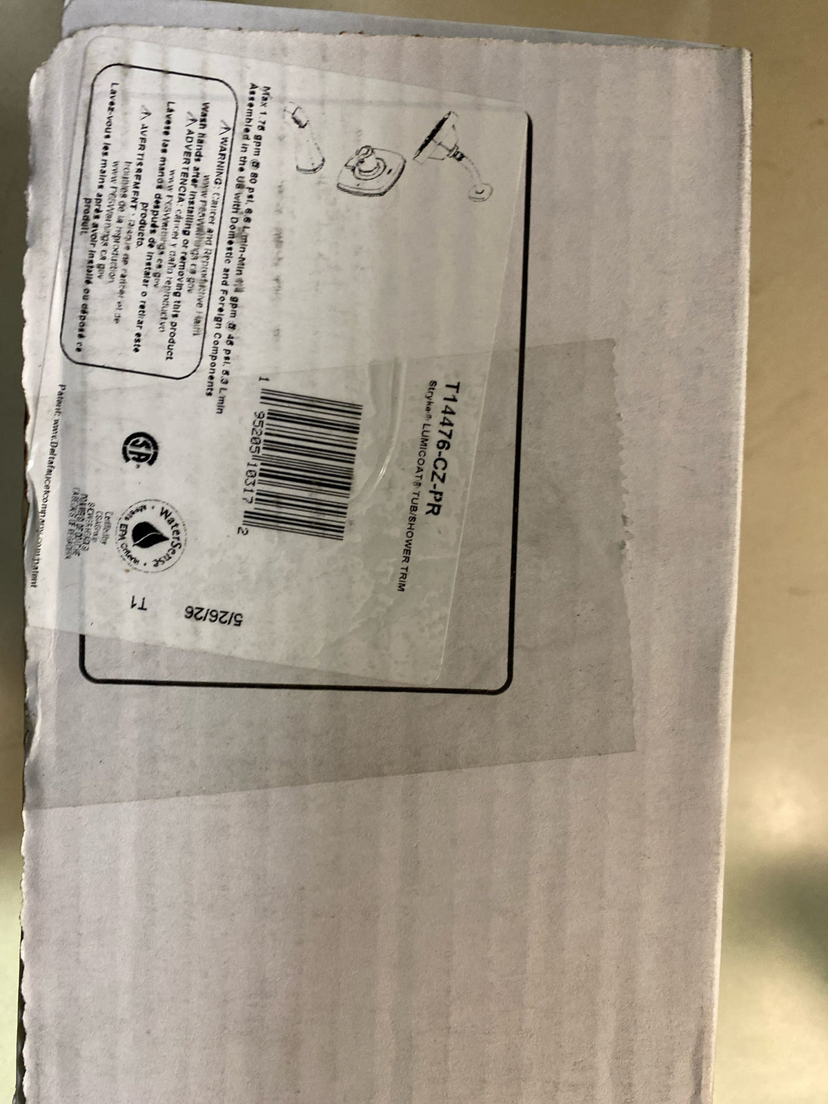 Delta Faucet Stryke 14 Series Single-Function Gold H2Okinetic Tub and Shower Faucet Set, Valve Trim Kit, Shower Handle, Delta Shower Trim Kit, Shower Set, Lumicoat Champagne Bronze T14476-CZ-PR (Valve Not Included)