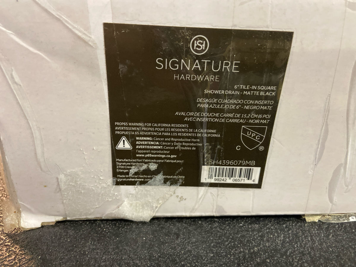 Signature Hardware SH4396079MB 6" Tile-In Square Shower Drain - Matte Black