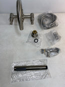Signature Hardware 418586 Sebastian Wall Mounted Tub Filler Faucet with 4" Wall Couplers and Cross Handles - Includes Hand Shower - Brushed Nickel