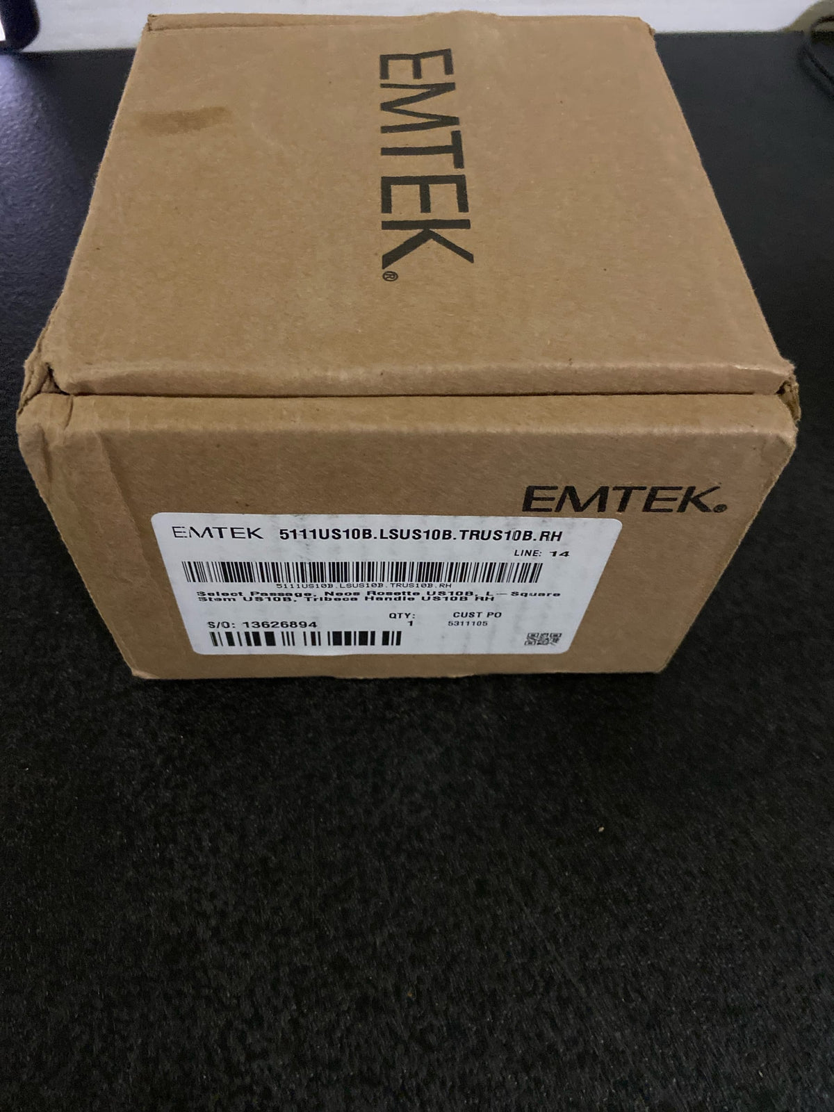 Emtek 5111US10B.LSUS10B.TRUS10B.RH Passage, Neos Rosette US10B, L-Square Stem US10B, Tribeca Handle US...