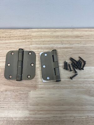 2 Emtek Steel Plain Bearing Hinges 920334 Satin Brass US4 Finish 3.5" x 3.5"