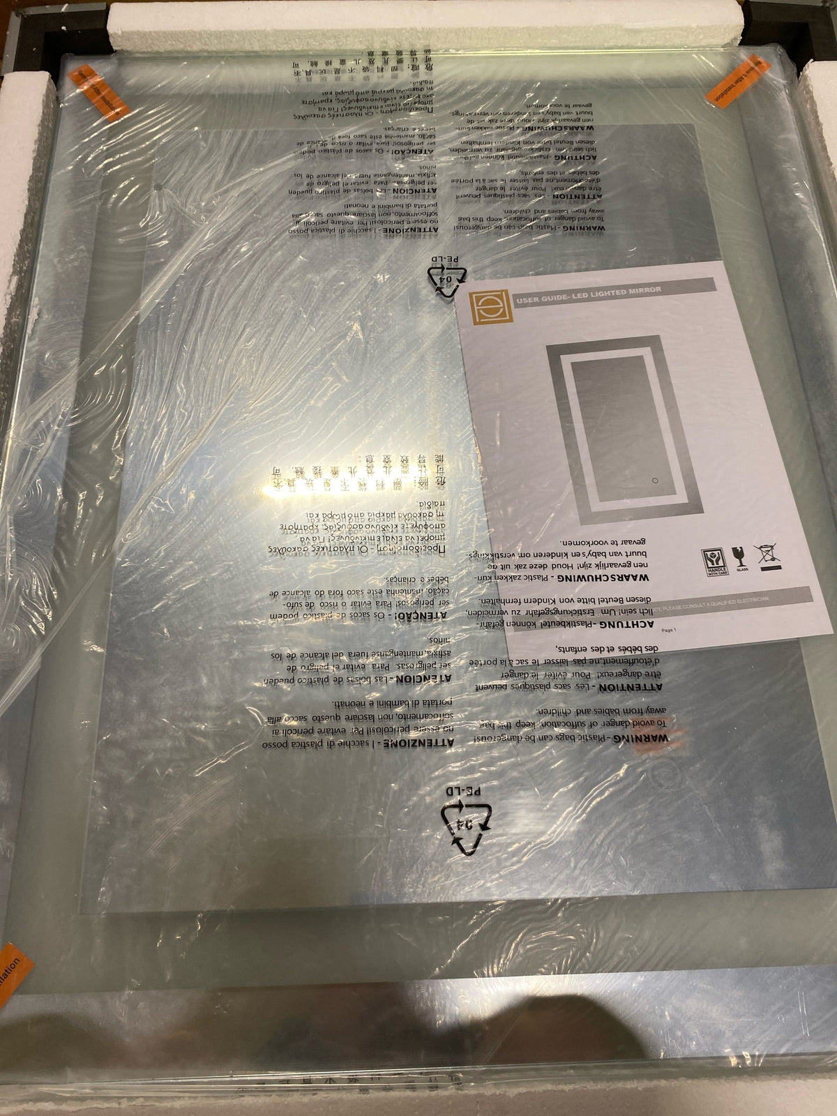 Elegant Lighting MRE12030 Helios 20" W x 30" H Modern Rectangular Aluminum Frameless Bathroom Wall Mirror with LED Lighting - Silver