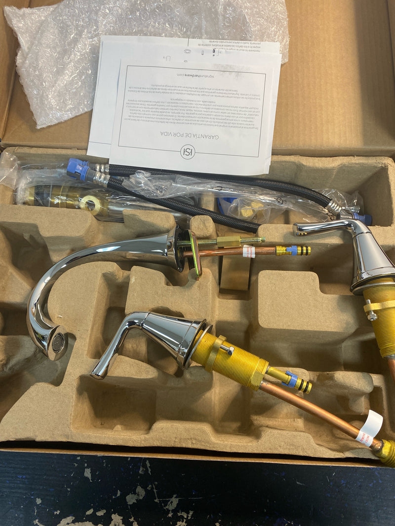 Signature Hardware SHWSCPR807CP Provincetown 1.2 GPM Widespread Bathroom Faucet with Metal Lever Handles and Pop-Up Drain Assembly - Chrome