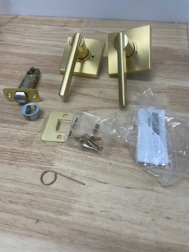 Schlage F10LAT608COL Latitude Passage Door Lever Set with Collins Trim - Satin Brass
