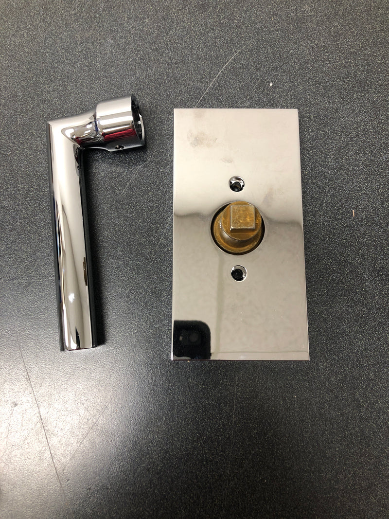 Baldwin HDTUBCFR260 Tube Non-Turning One-Sided Dummy Door Lever with 5 Inch Rectangle Rose from the Reserve Collection - Polished Chrome