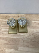 Emtek 8521OTUS4 Old Town Non-Turning Two-Sided Dummy Door Knob Set with Rectangular Rose from the Brass Crystal Collection - Satin Brass