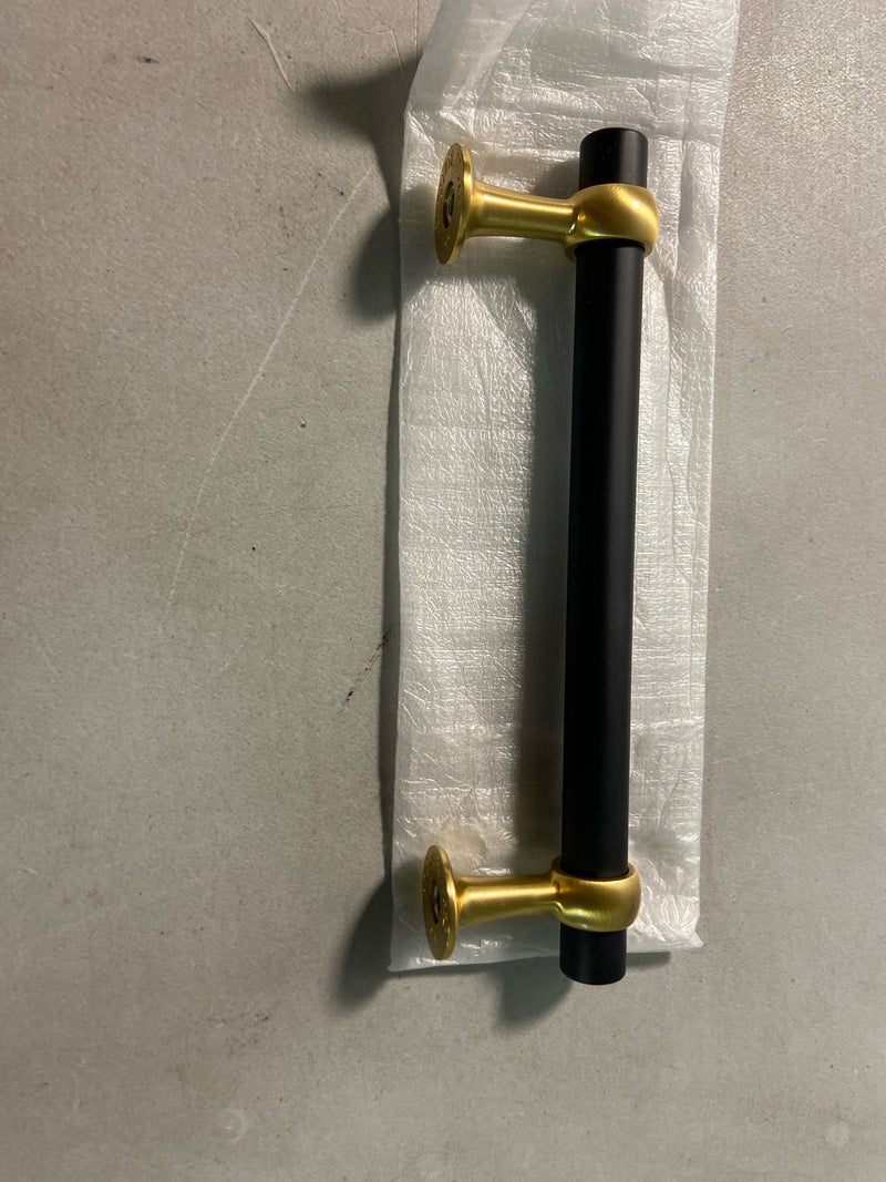 Belwith Keeler B077524-MBBGB Ostia 5-1/16" Center to Center Elegant Modern Industrial Pipe Style Cabinet Bar Handle / Drawer Bar Pull - Matte Black and Brushed Golden Brass