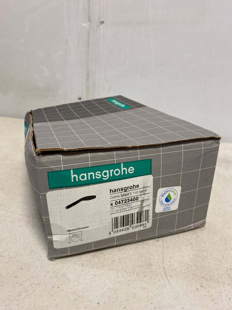 Hansgrohe 04723400 Croma 110 3-Spray Patterns with 1.75 GPM 4.3 in. Wall Mount Handheld Shower Head in White and Chrome