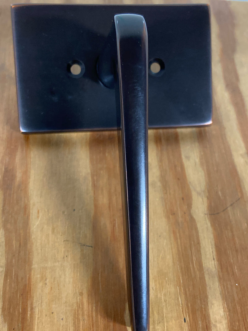 EMTEK Modern Rectangular Rosette Privacy Set with Matching Finish Athena Lever - Choice of Left/Right Handing and 6 Finishes - 5212ATNLHUS10B - Left Handed (LH) - Oil Rubbed Bronze (US10B)