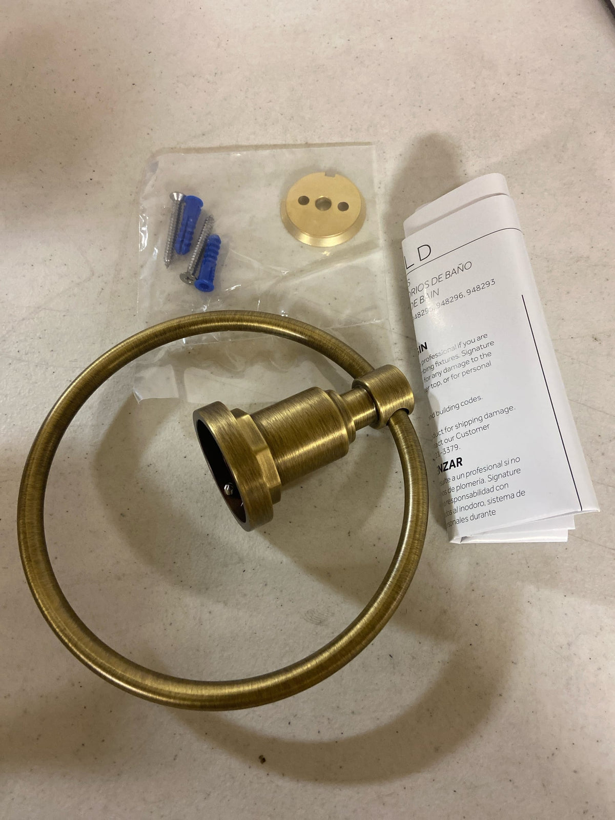 Signature Hardware 482741 Greyfield 6-1/2" Wall-Mounted Towel Ring - Aged Brass