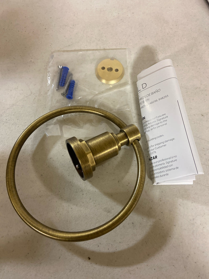 Signature Hardware 482741 Greyfield 6-1/2" Wall-Mounted Towel Ring - Aged Brass