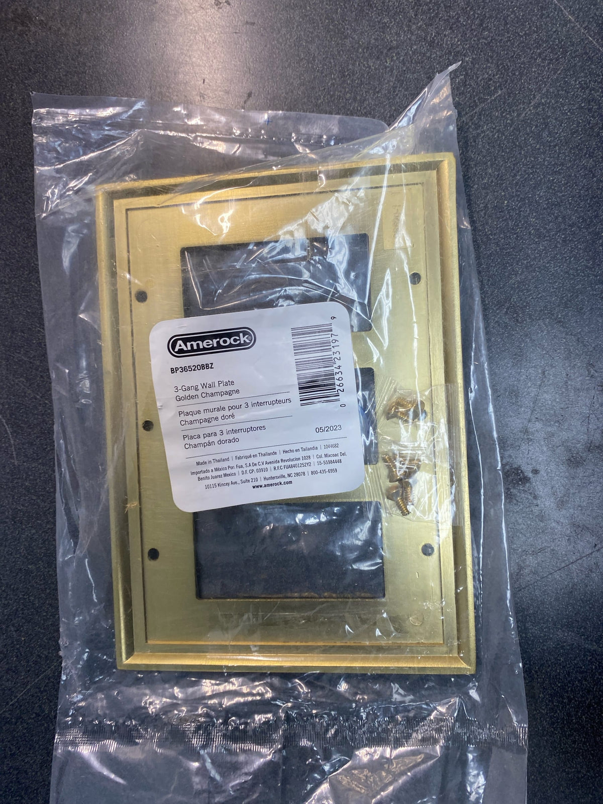 Amerock BP36520BBZ Mulholland Triple Rocker / GFI Outlet Wall Plate - Golden Champagne